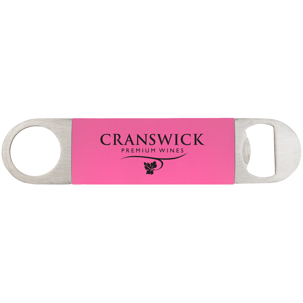 1 1/2" x 7" Pink/Black Bottle Opener with Silicone Grip