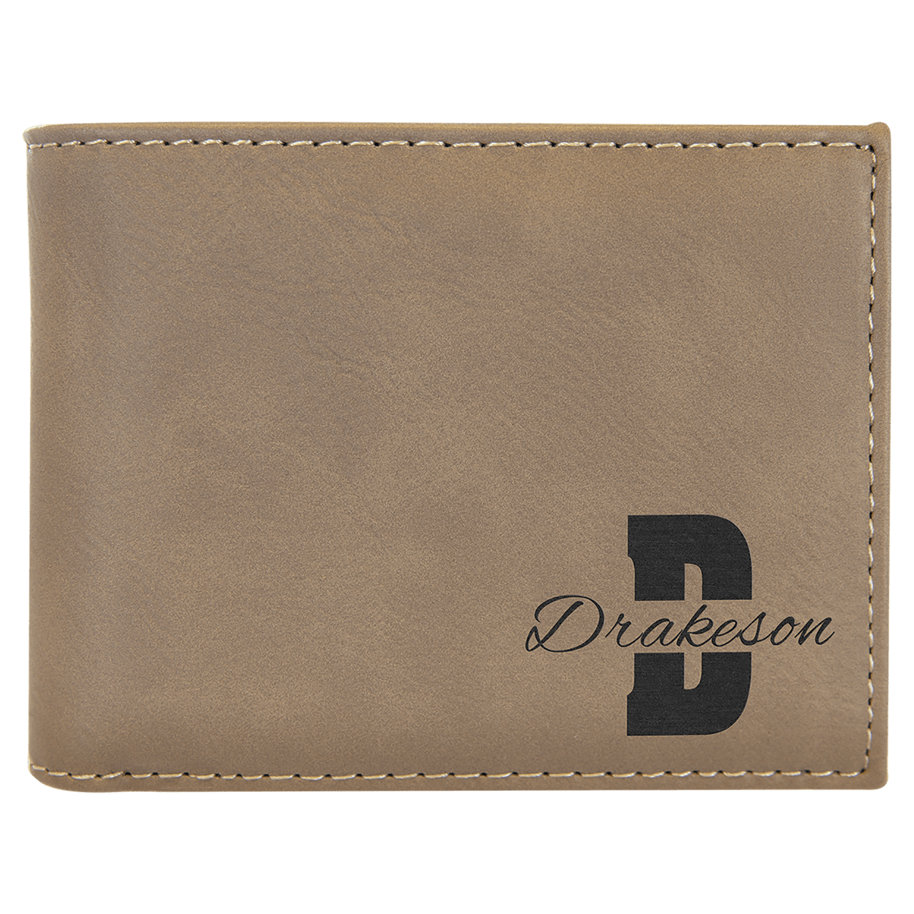 Dark Brown Laserable Leatherette Bi-Fold Wallet w/Flip  ID Display