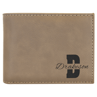 Thumbnail for Dark Brown Laserable Leatherette Bi-Fold Wallet w/Flip  ID Display