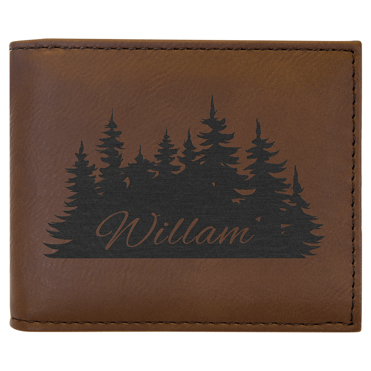 Dark Brown Laserable Leatherette Bi-Fold Wallet w/Flip  ID Display