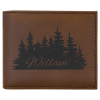 Thumbnail for Dark Brown Laserable Leatherette Bi-Fold Wallet w/Flip  ID Display