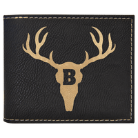 Thumbnail for Black/Gold Laserable Leatherette Bi-Fold Wallet w/Flip  ID Display