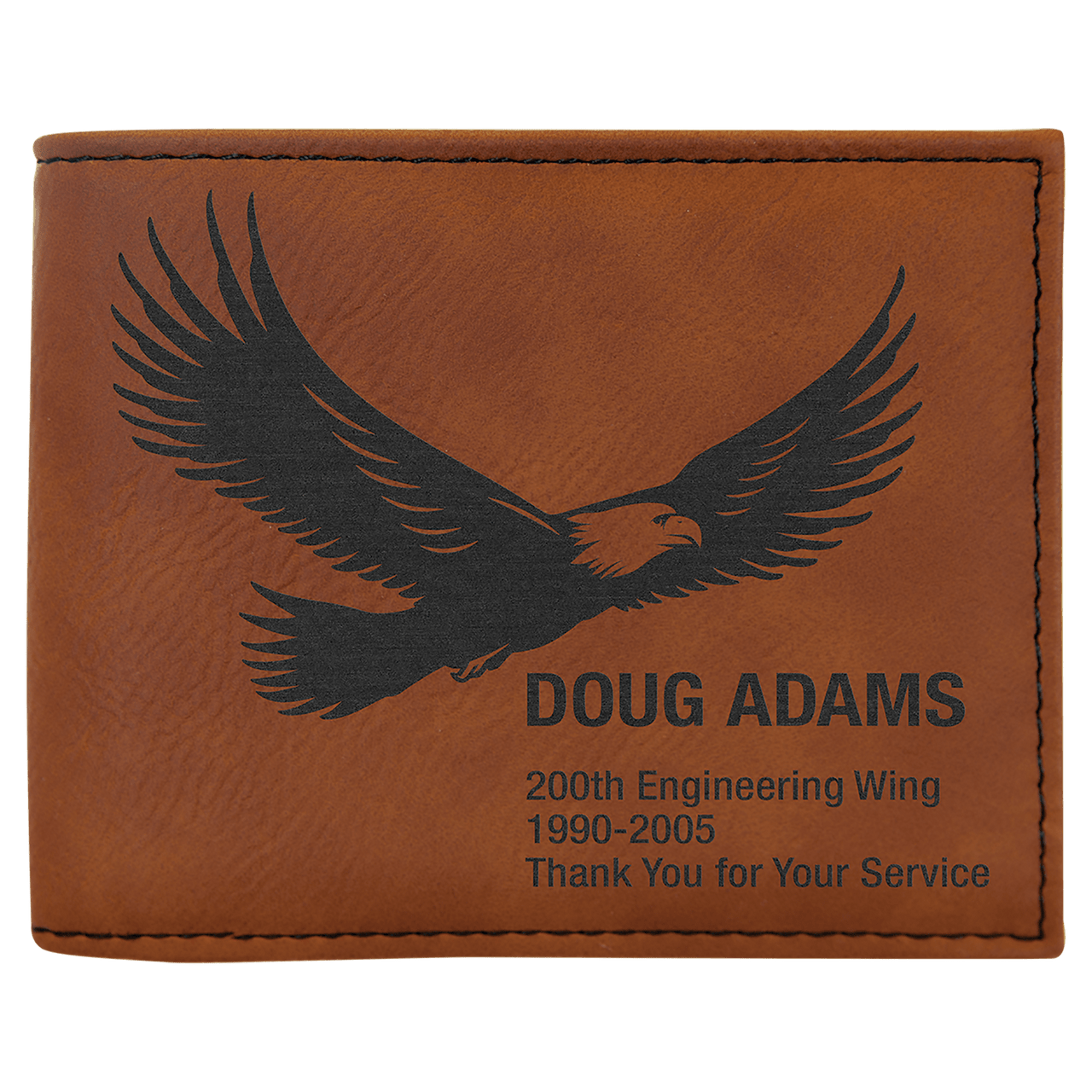 Dark Brown Laserable Leatherette Bi-Fold Wallet w/Flip  ID Display