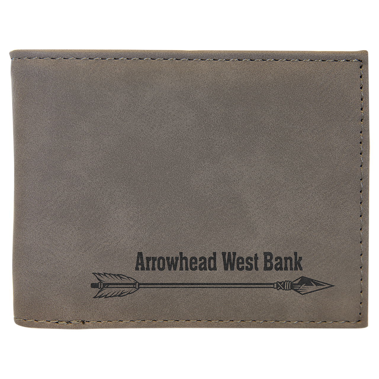 Dark Brown Laserable Leatherette Bi-Fold Wallet w/Flip  ID Display