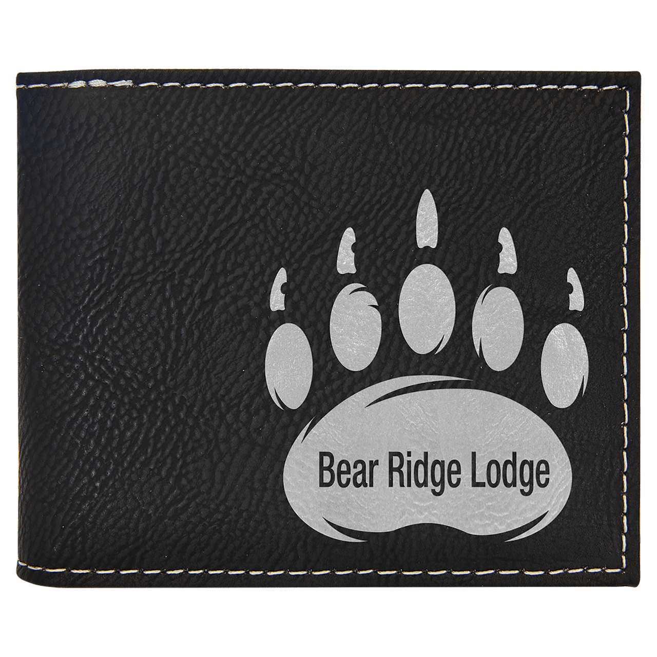 Dark Brown Laserable Leatherette Bi-Fold Wallet w/Flip  ID Display