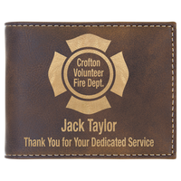Thumbnail for Dark Brown Laserable Leatherette Bi-Fold Wallet w/Flip  ID Display