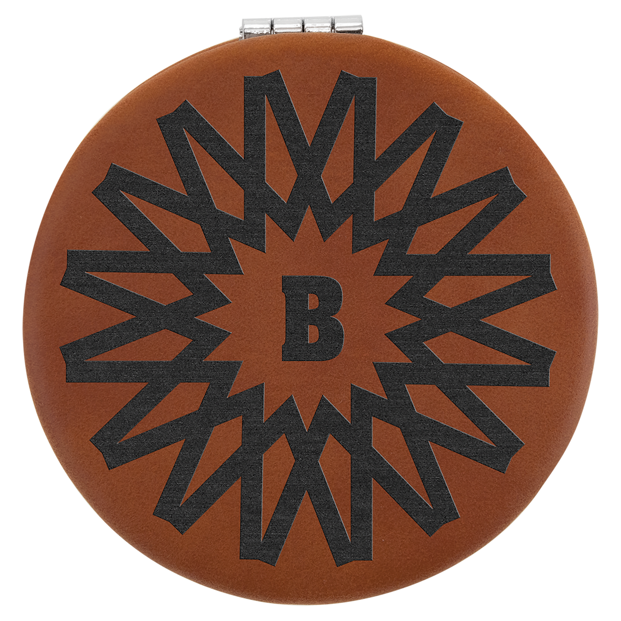2 1/2" Gray Laserable Leatherette Compact Mirror