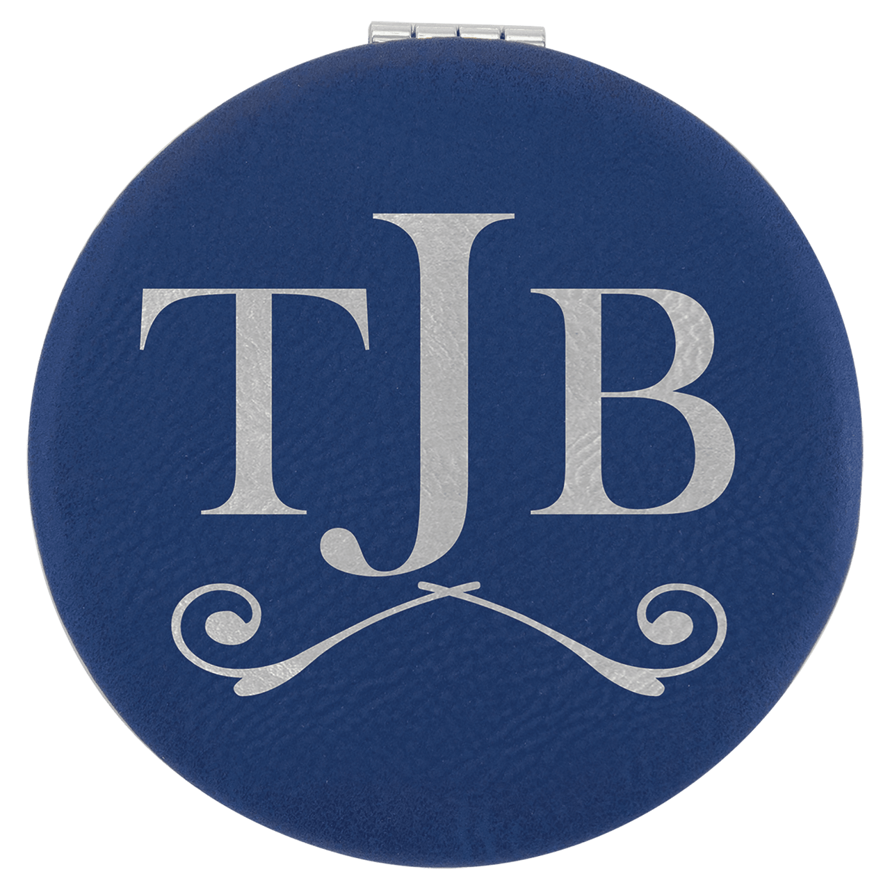 2 1/2" Gray Laserable Leatherette Compact Mirror
