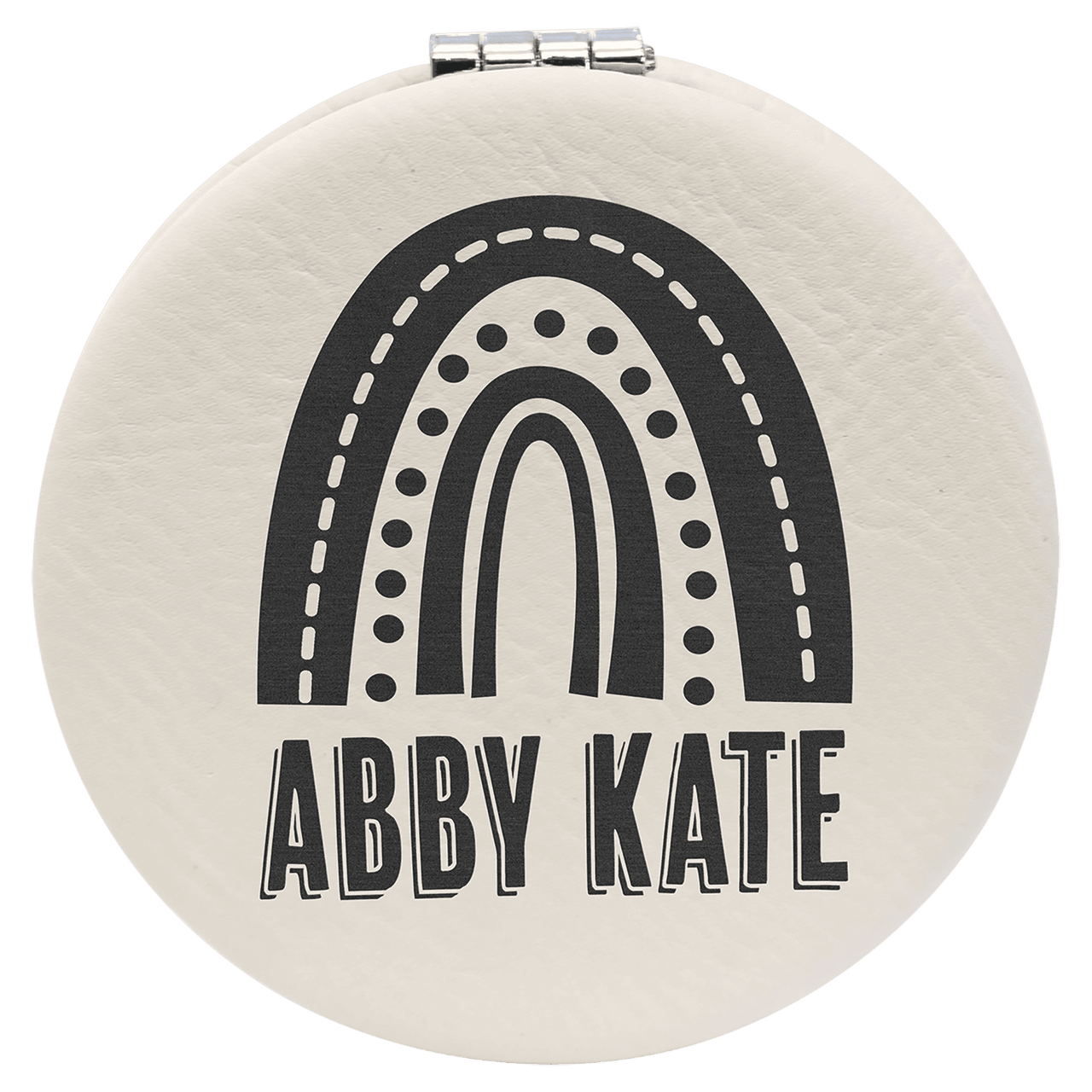 2 1/2" Gray Laserable Leatherette Compact Mirror