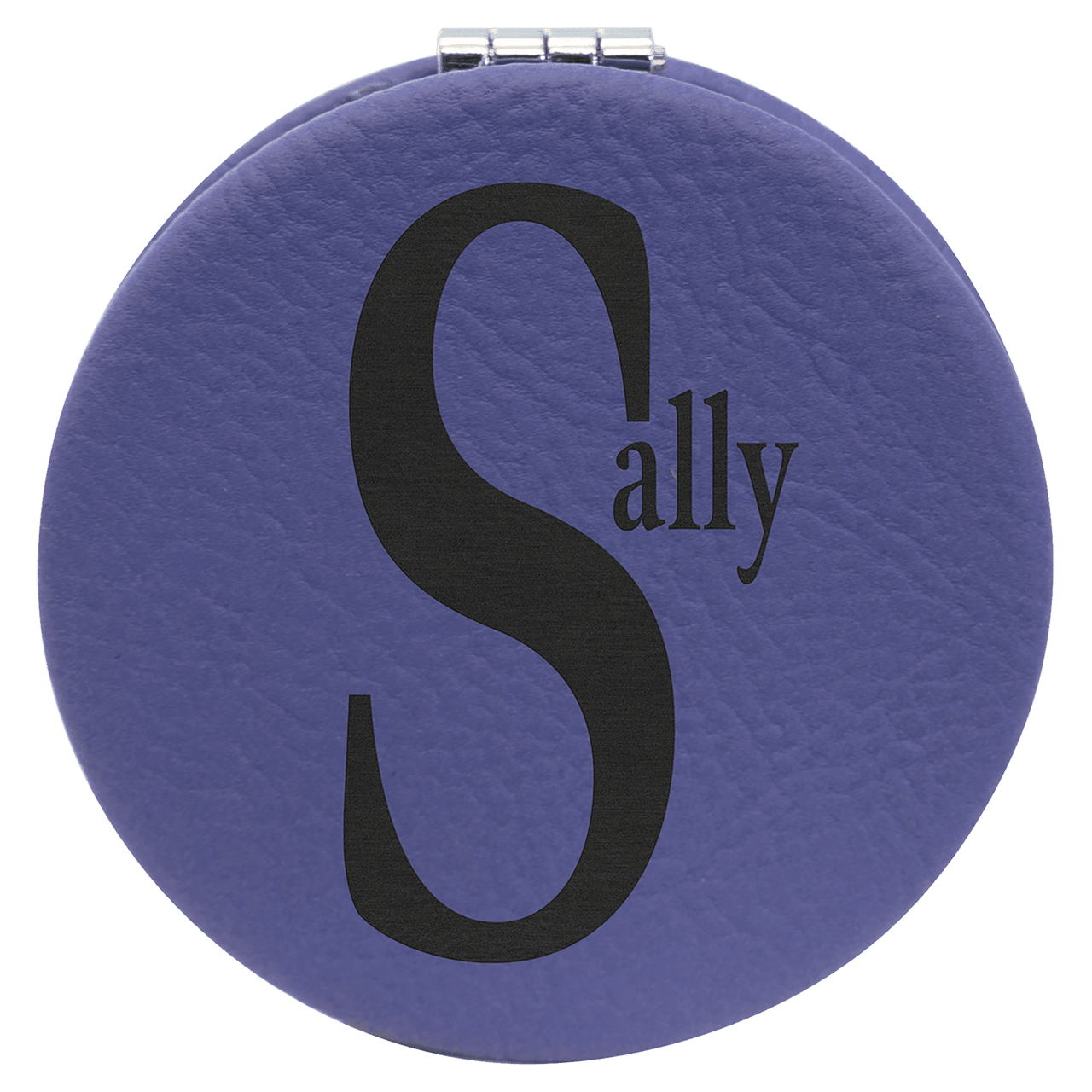 2 1/2" Gray Laserable Leatherette Compact Mirror