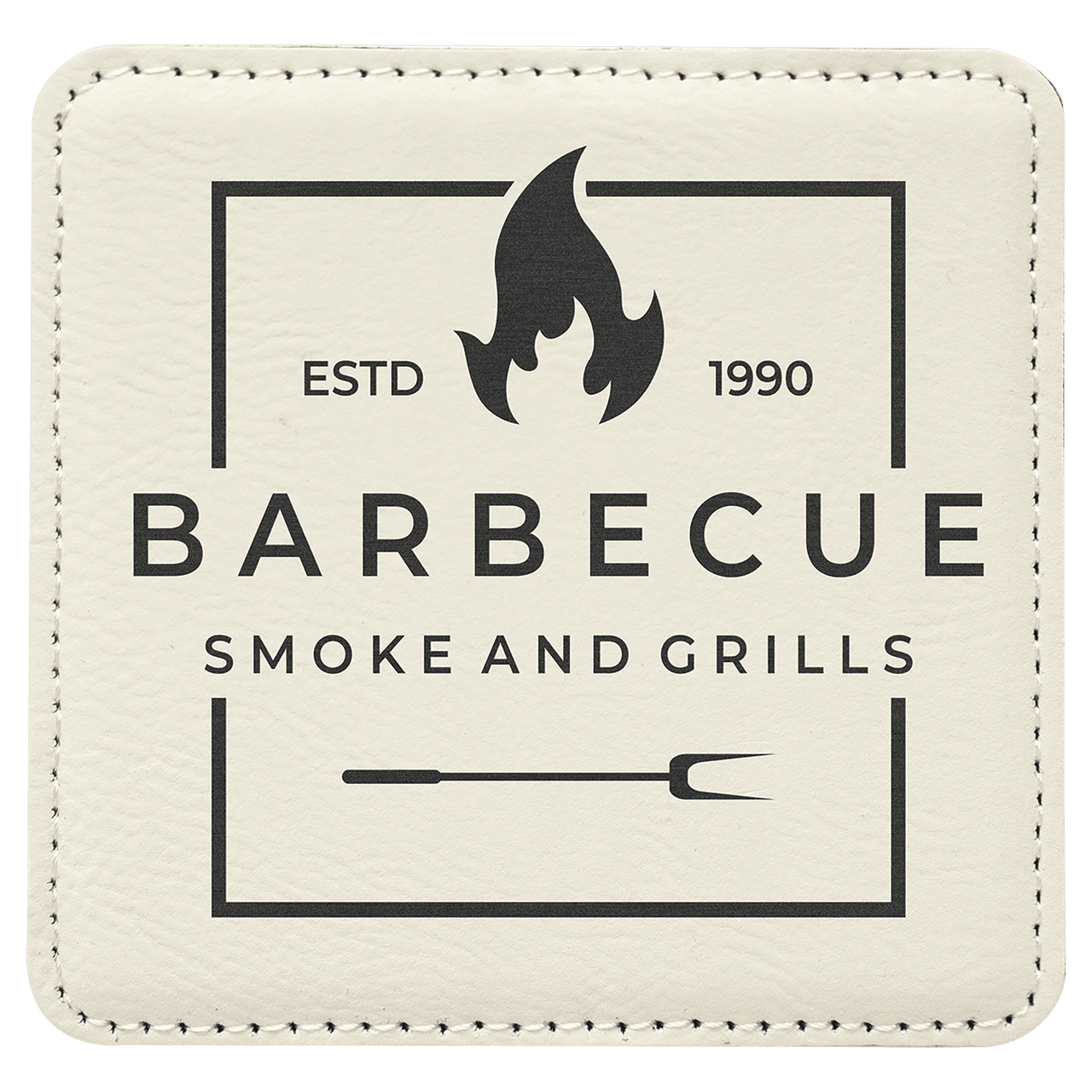 4" x 4" Square Cork Coaster with Stitching