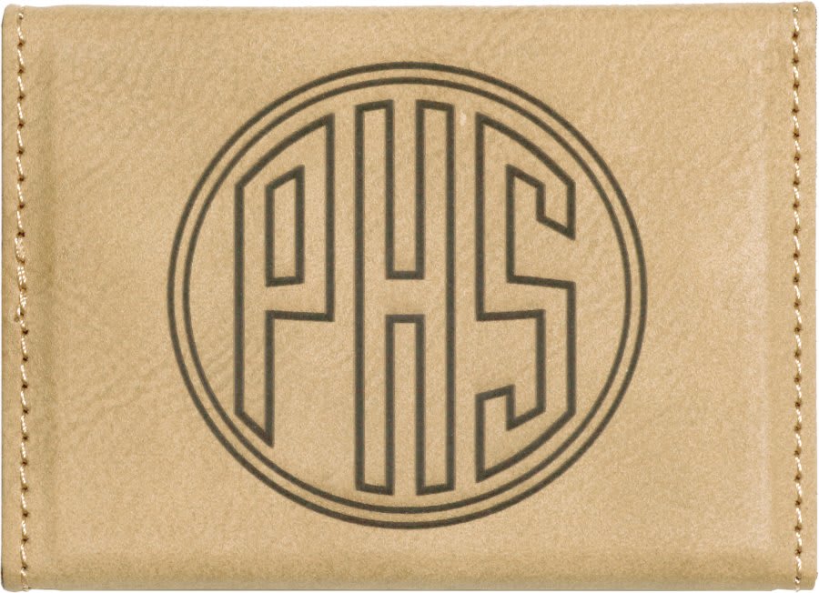 3 3/4" x 2 3/4" Gray Laserable Leatherette Hard Business Card Holder