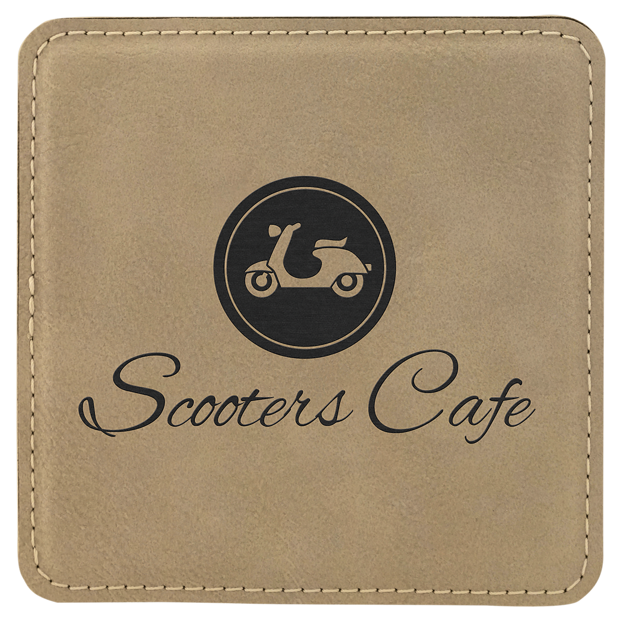 4" x 4" Square Teal Laserable Leatherette Coaster