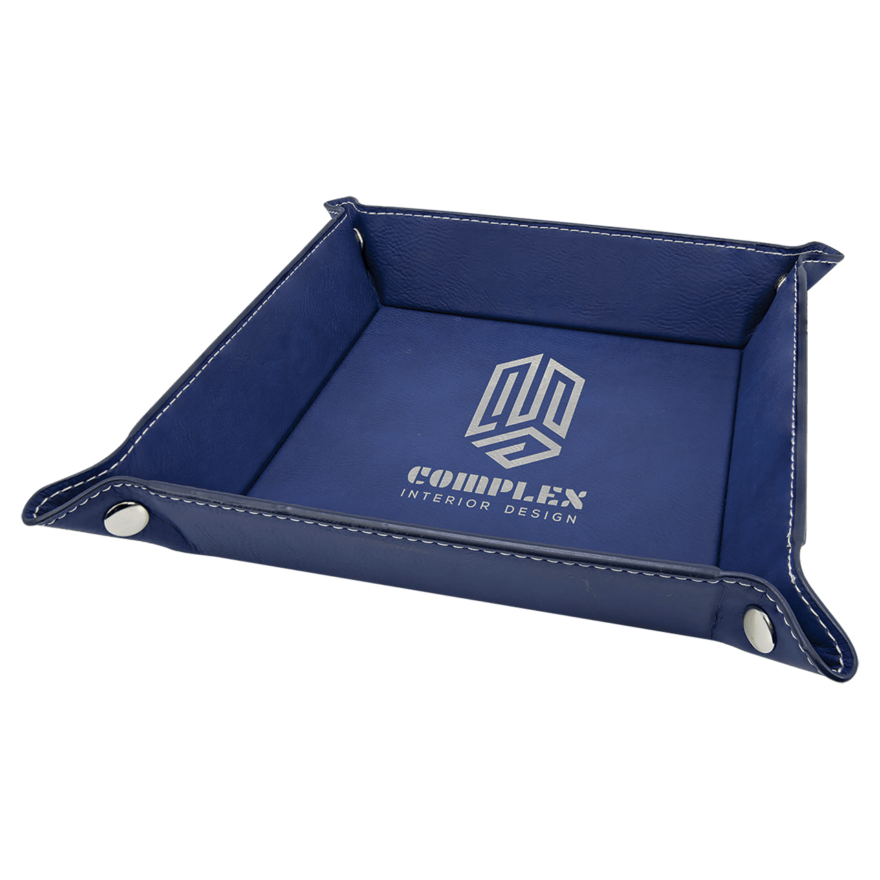 6" x 6" Rawhide Laserable Leatherette Snap Up Tray with Silver Snaps