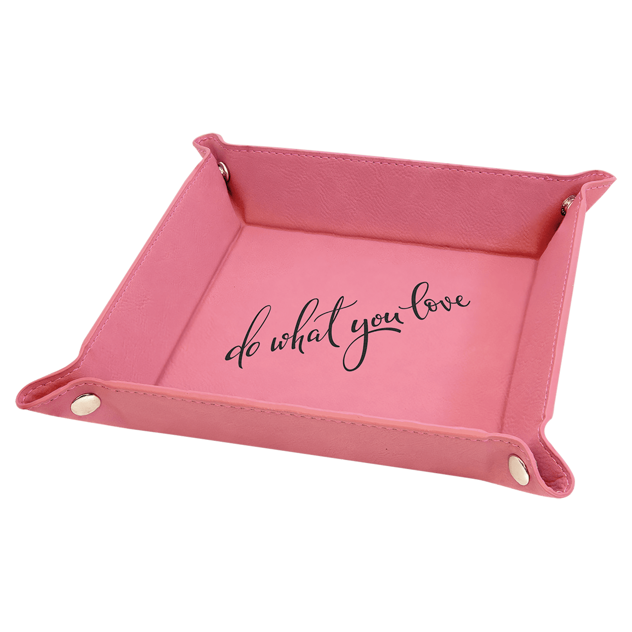 6" x 6" Teal Laserable Leatherette Snap Up Tray with Silver Snaps