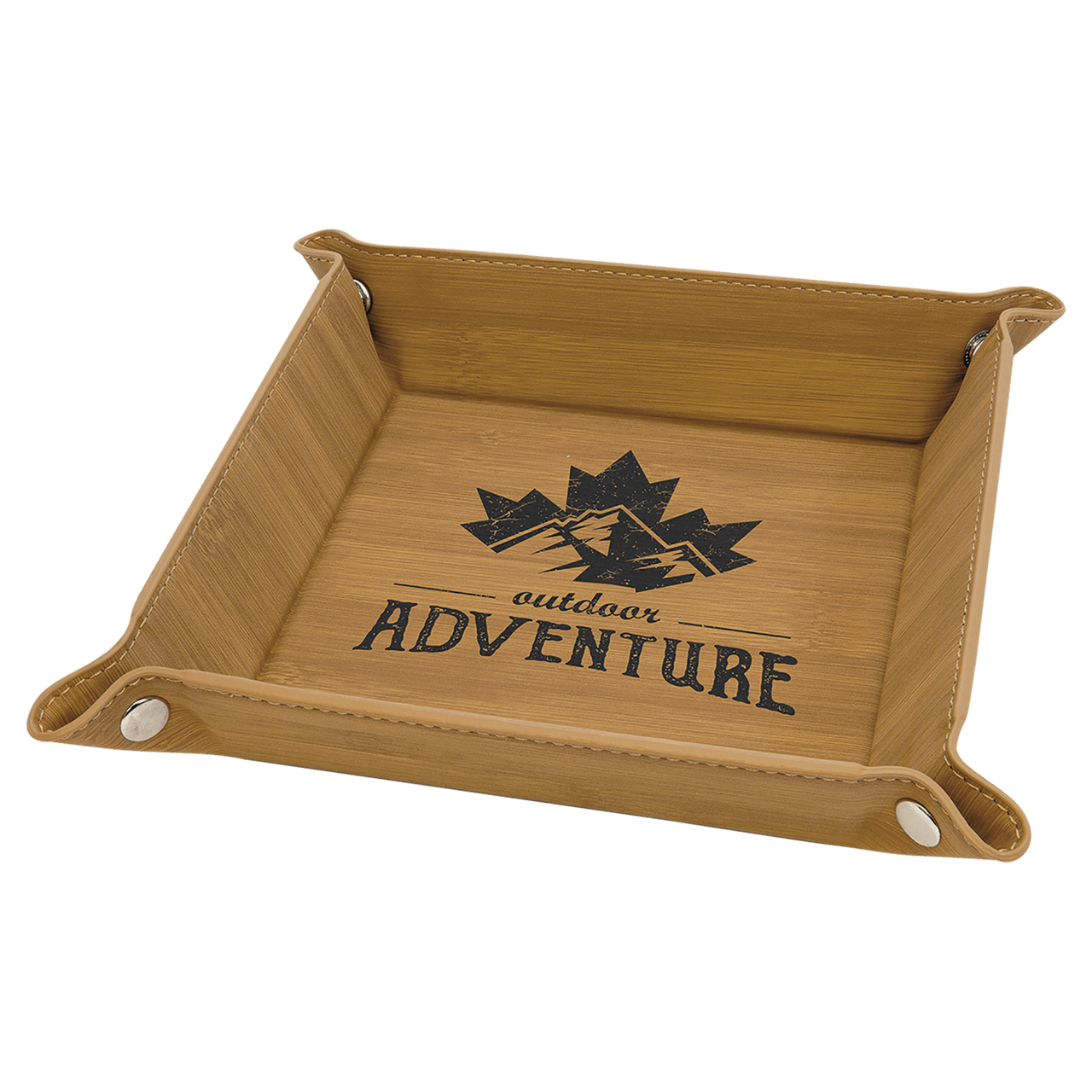 6" x 6" Teal Laserable Leatherette Snap Up Tray with Silver Snaps