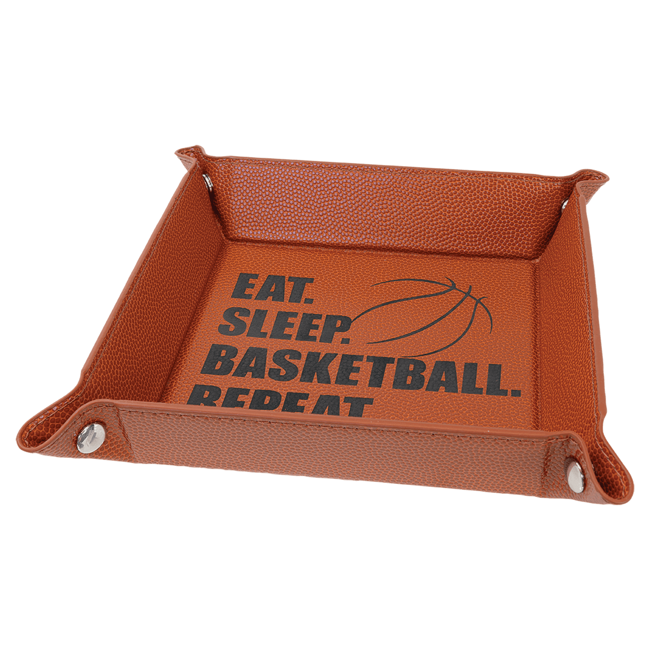 6" x 6" Rawhide Laserable Leatherette Snap Up Tray with Silver Snaps