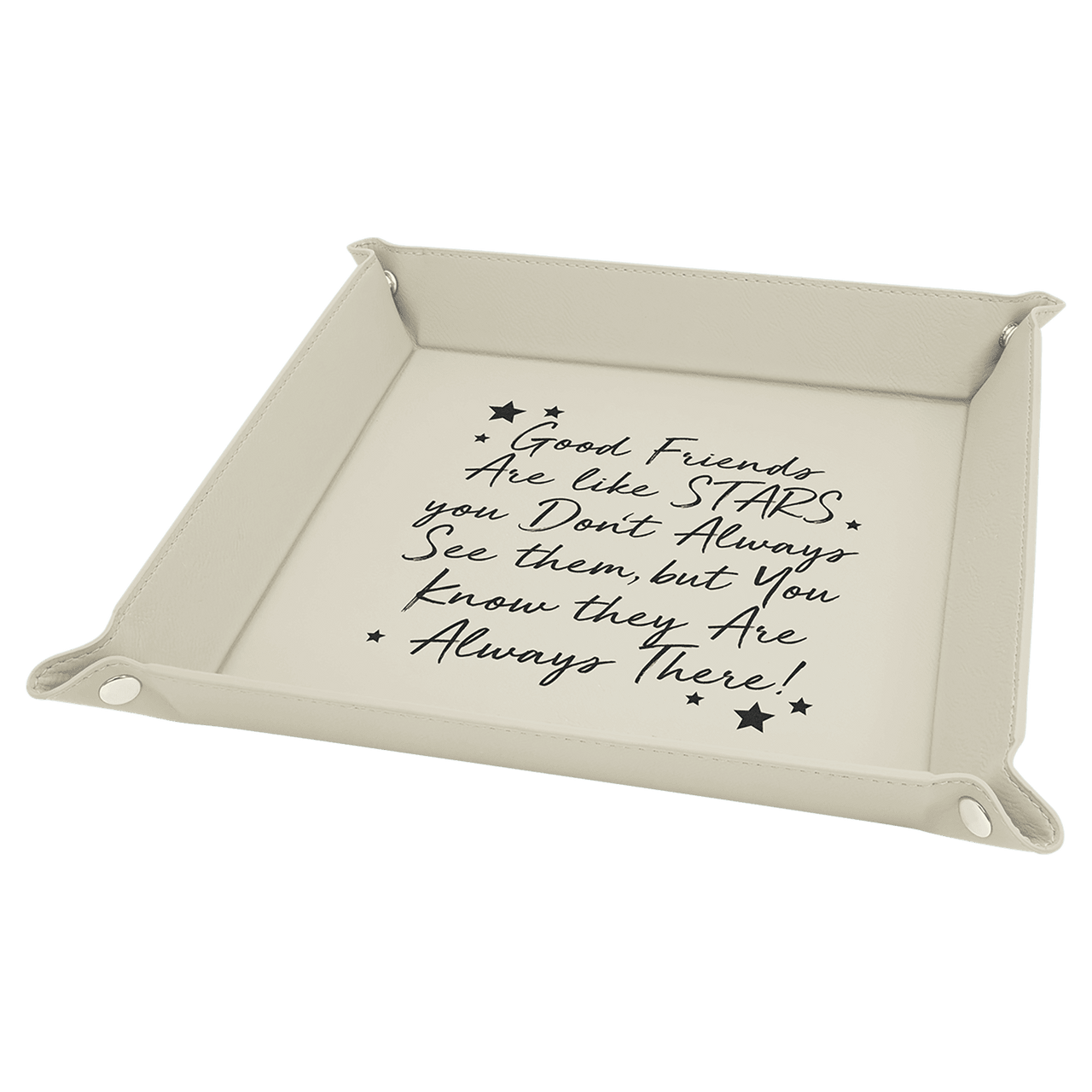 6" x 6" Teal Laserable Leatherette Snap Up Tray with Silver Snaps