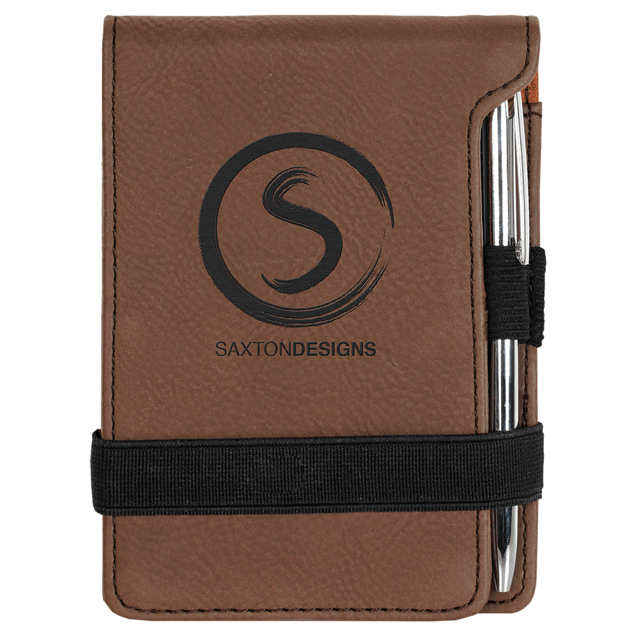 3 1/4" x 4 3/4" Rawhide Laserable Leatherette Mini Notepad with Pen