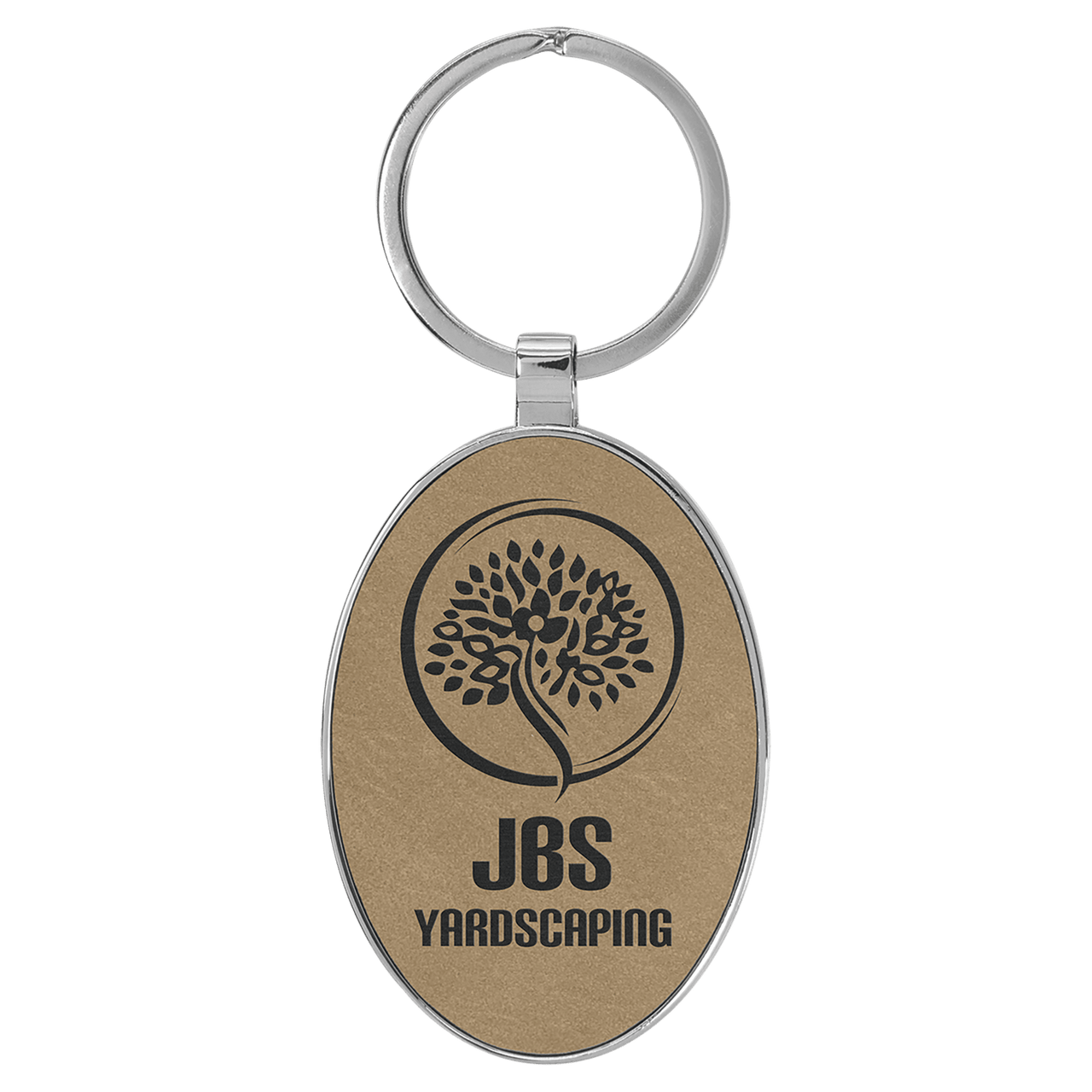 3" x 1 3/4" Dark Brown Laserable Leatherette Oval Keychain