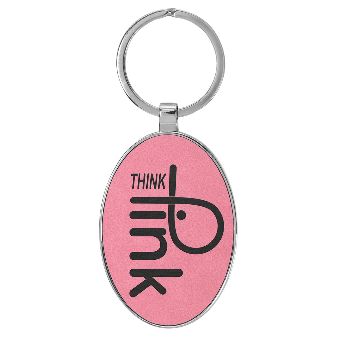 3" x 1 3/4" Dark Brown Laserable Leatherette Oval Keychain