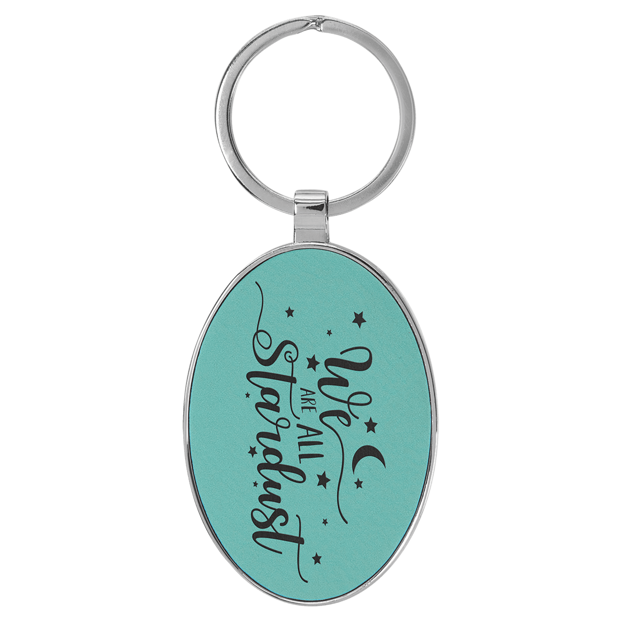 3" x 1 3/4" Dark Brown Laserable Leatherette Oval Keychain