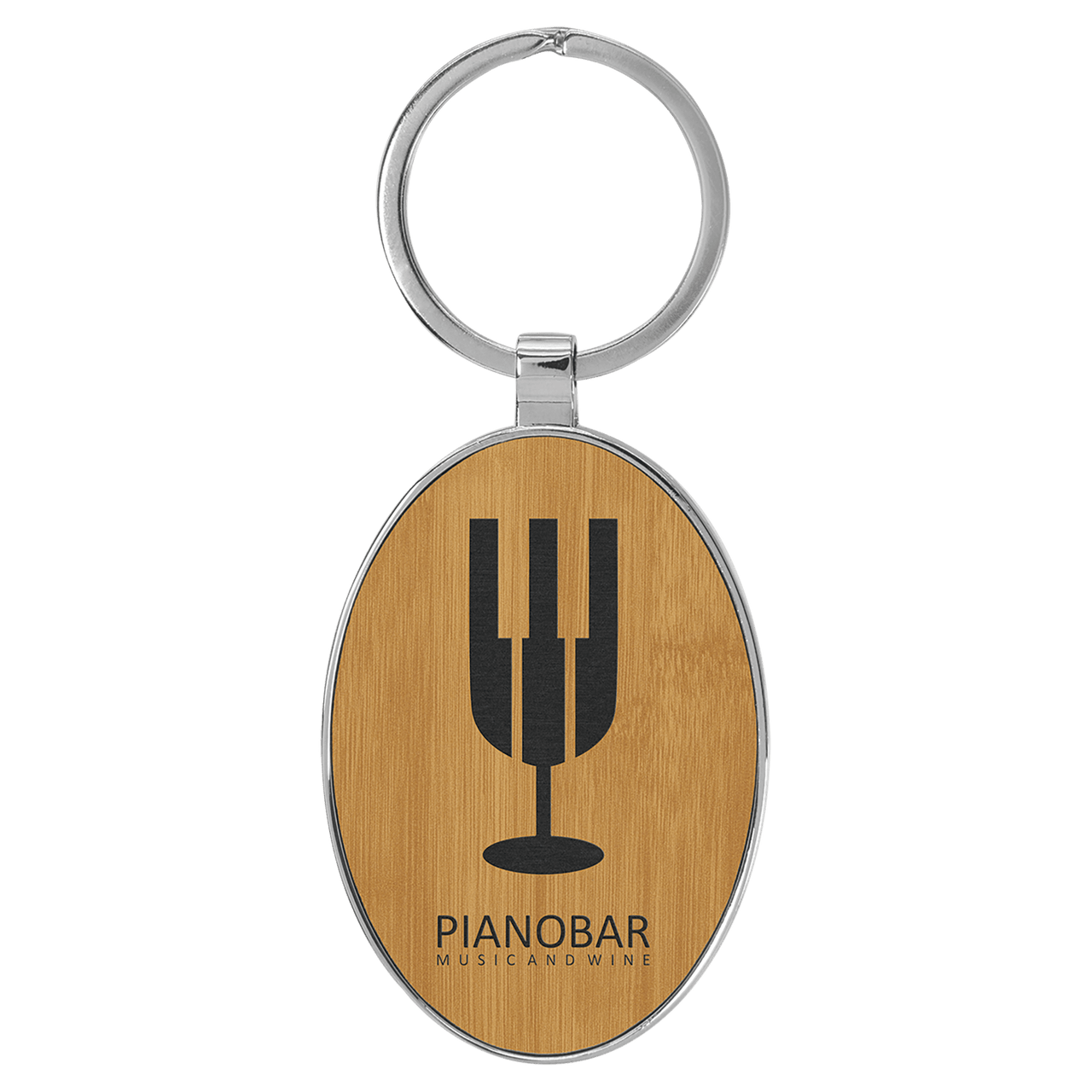 3" x 1 3/4" Dark Brown Laserable Leatherette Oval Keychain