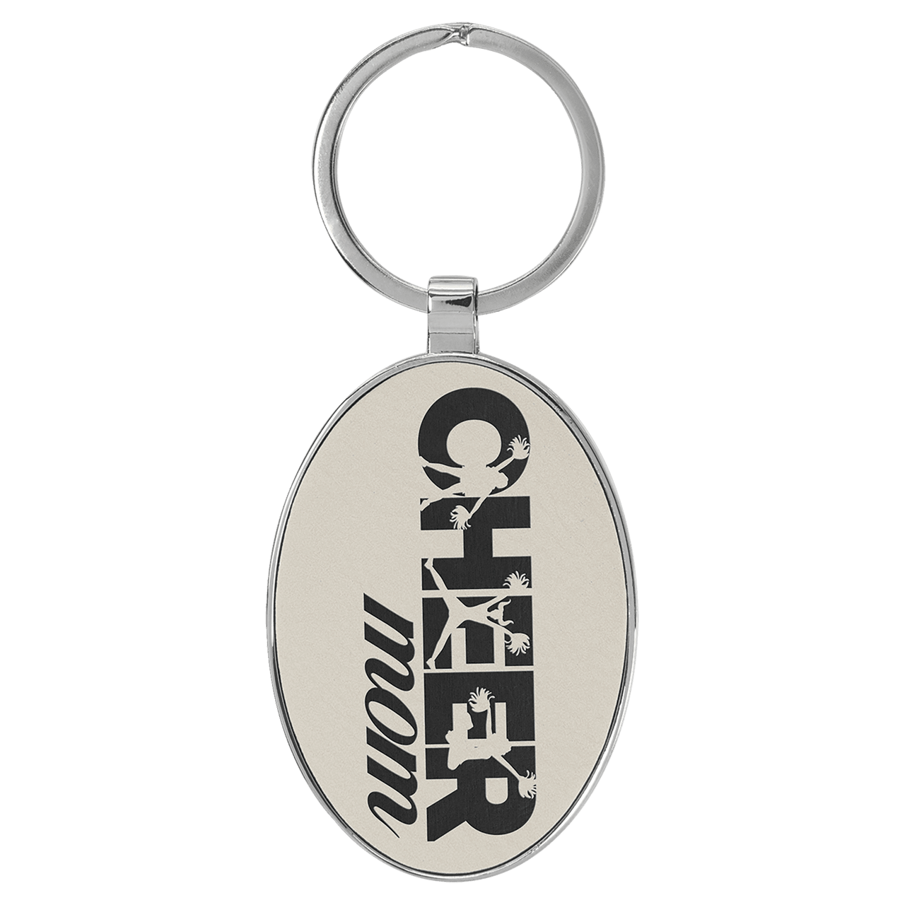 3" x 1 3/4" Dark Brown Laserable Leatherette Oval Keychain