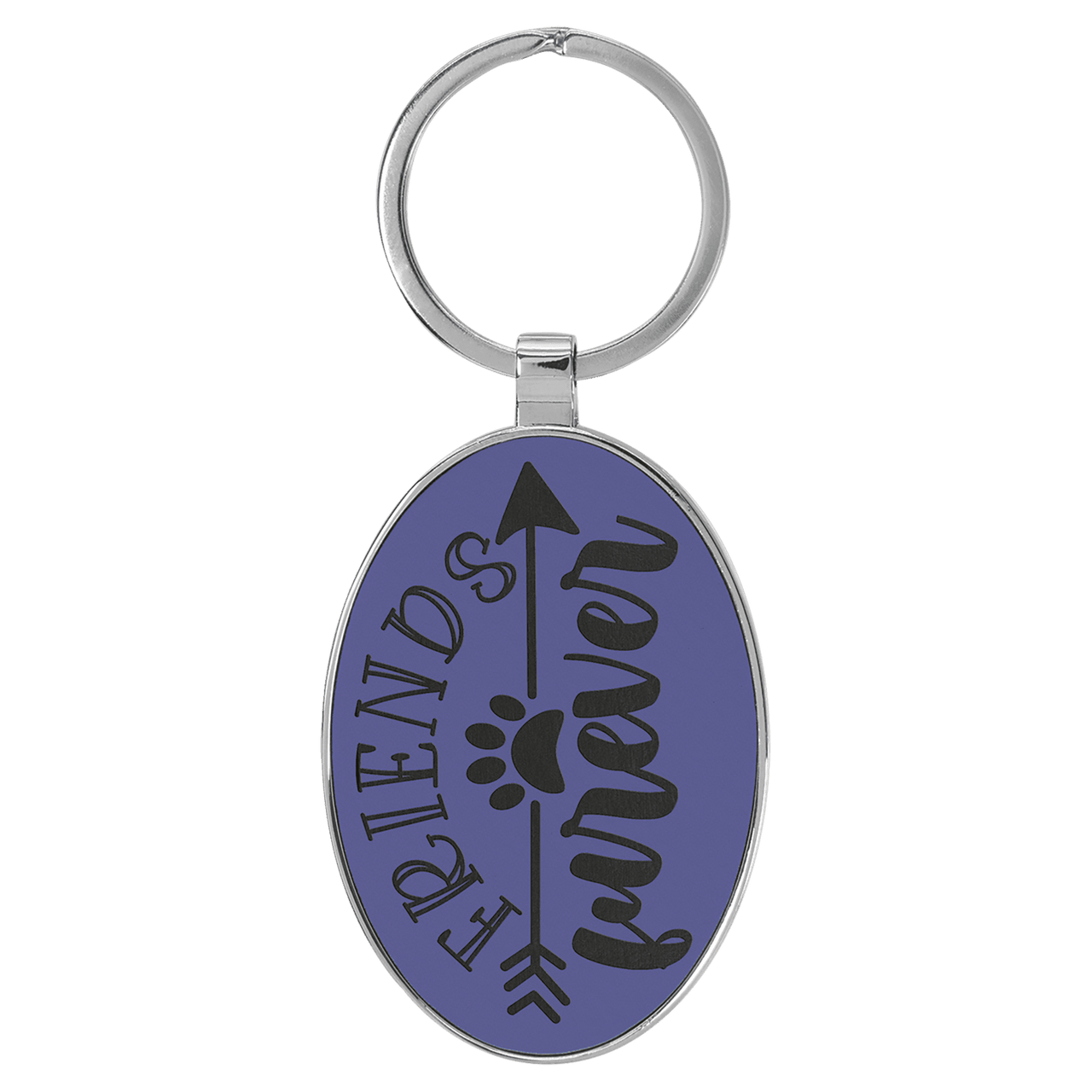 3" x 1 3/4" Dark Brown Laserable Leatherette Oval Keychain