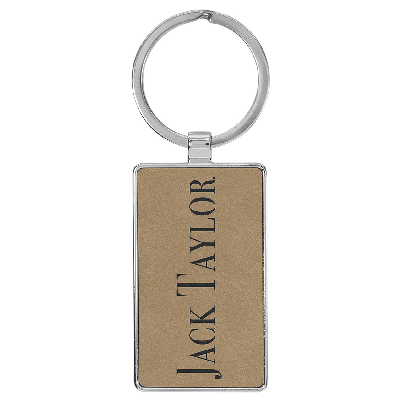 2 3/4" x 1 1/4" Dark Brown Laserable Leatherette Rectangle Keychain