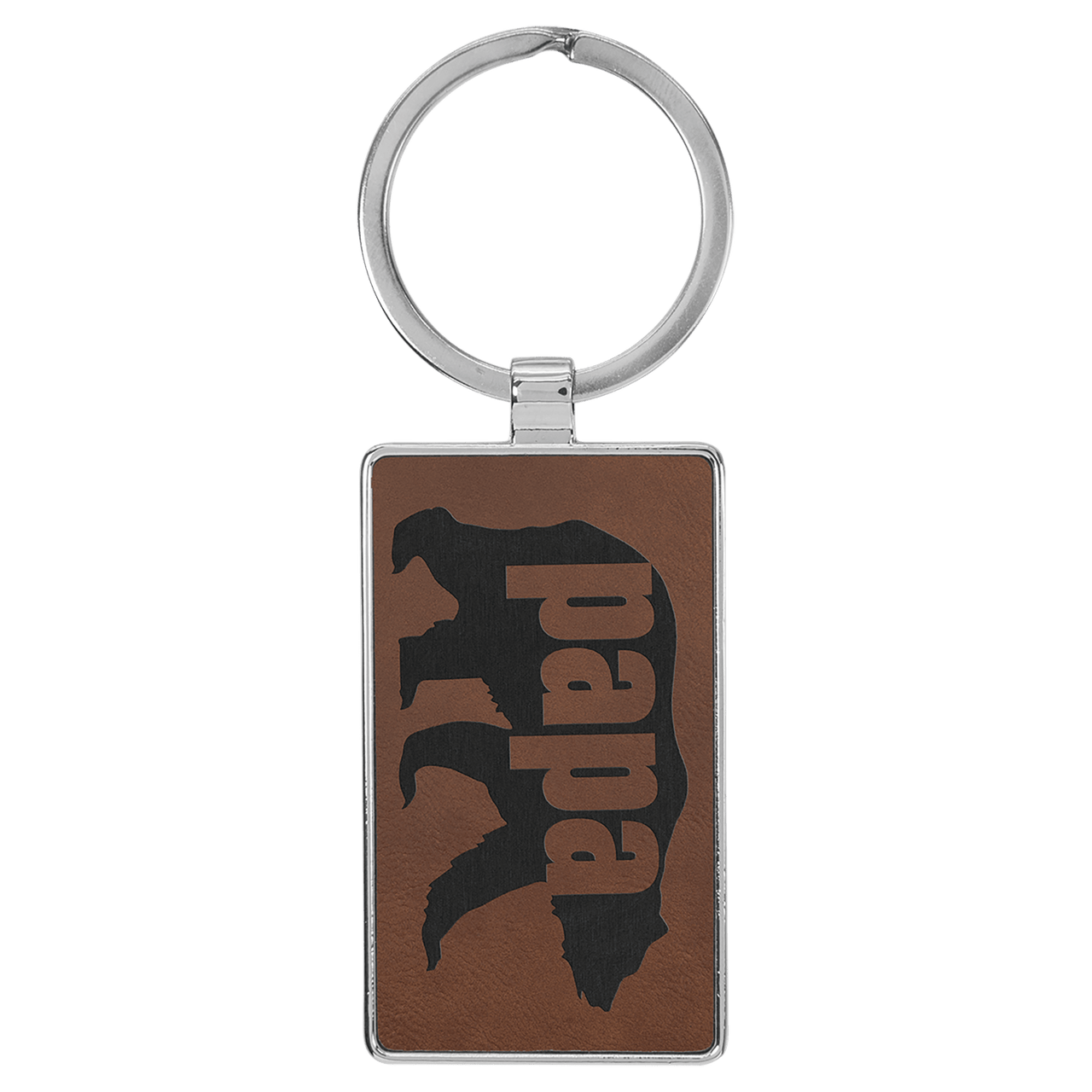 2 3/4" x 1 1/4" Dark Brown Laserable Leatherette Rectangle Keychain