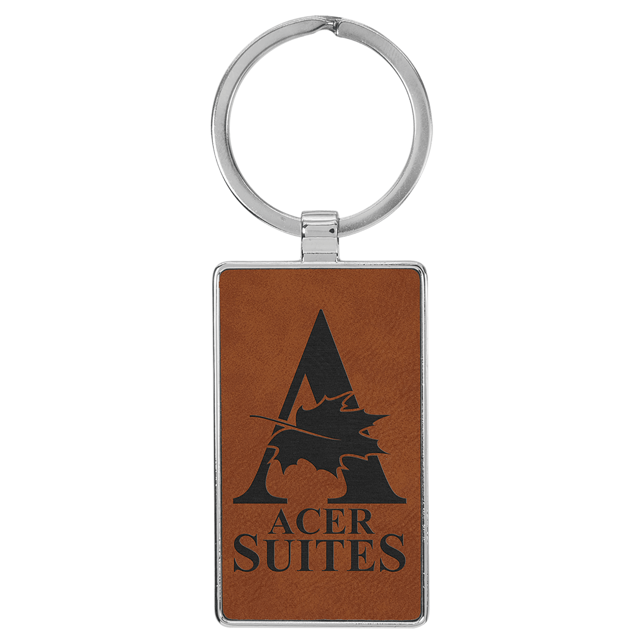 2 3/4" x 1 1/4" Dark Brown Laserable Leatherette Rectangle Keychain