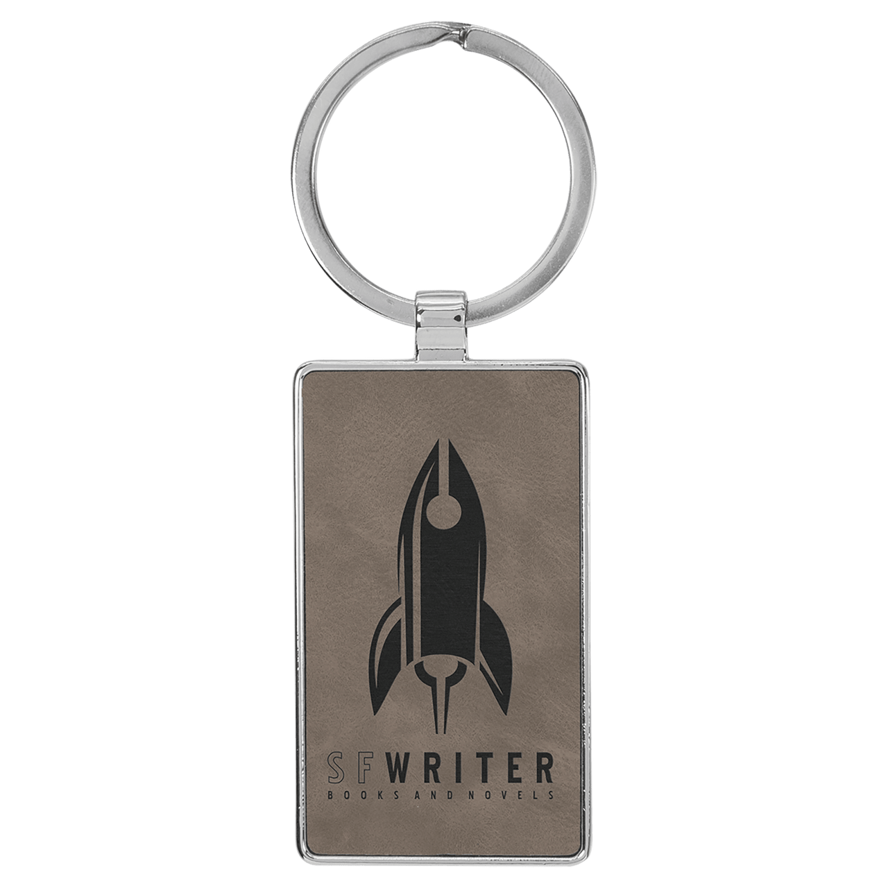 2 3/4" x 1 1/4" Dark Brown Laserable Leatherette Rectangle Keychain