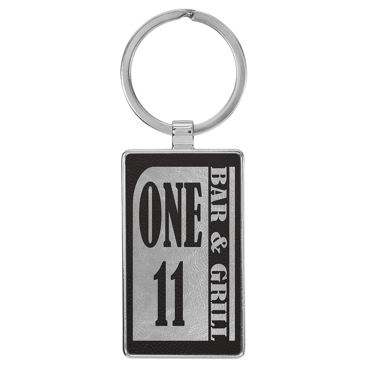 2 3/4" x 1 1/4" Dark Brown Laserable Leatherette Rectangle Keychain