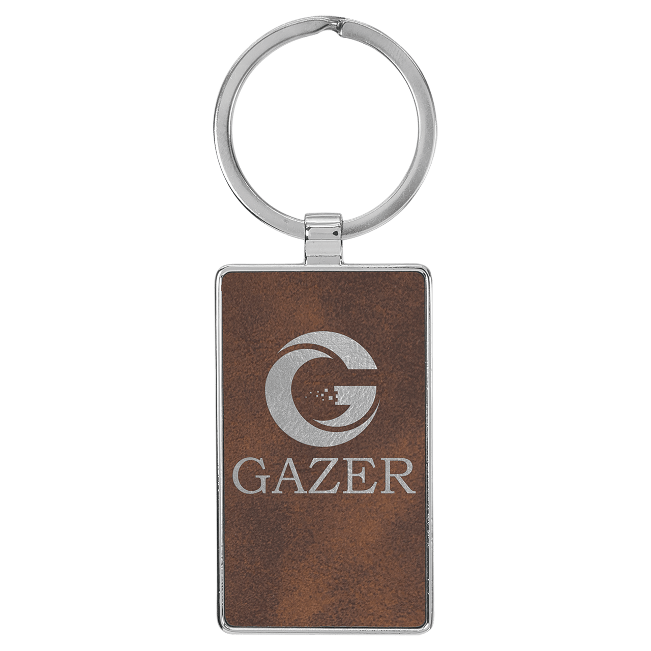 2 3/4" x 1 1/4" Dark Brown Laserable Leatherette Rectangle Keychain