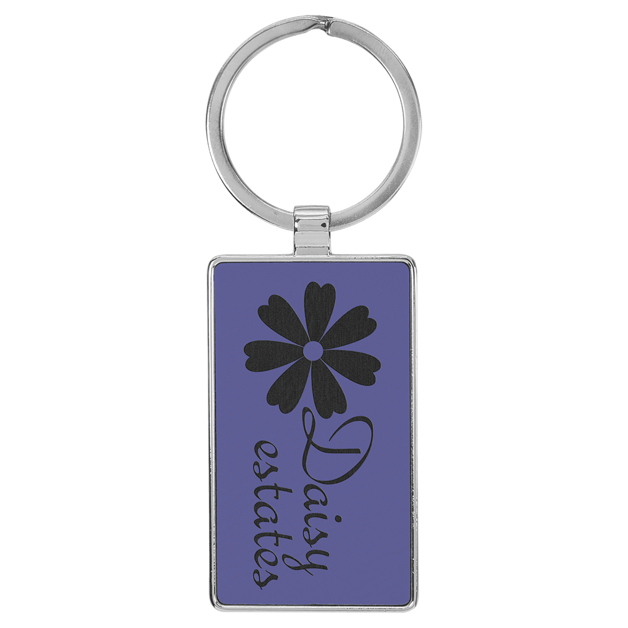 2 3/4" x 1 1/4" Dark Brown Laserable Leatherette Rectangle Keychain
