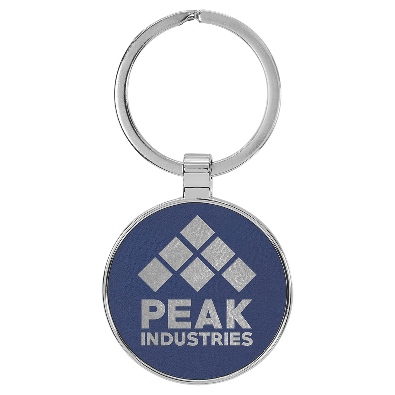 1 1/2" Laserable Leatherette/Metal Dark Brown Round Keychain