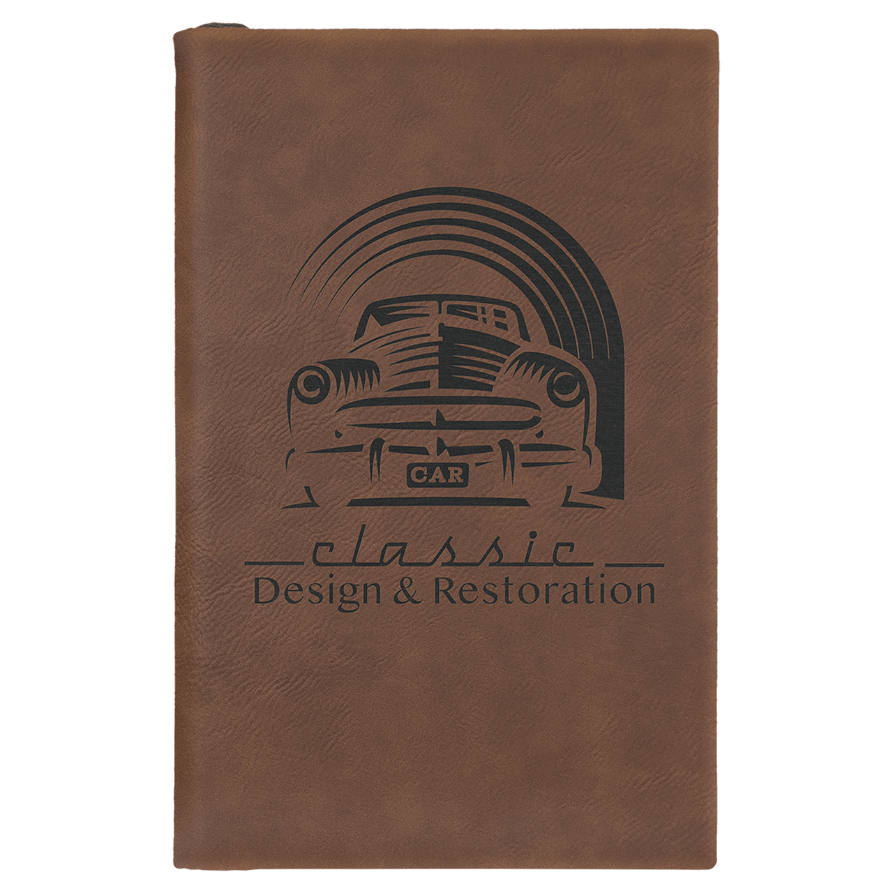 5 1/4" x 8 1/4" Light Brown Laserable Leatherette Sketch Book with Unlined  Notepad