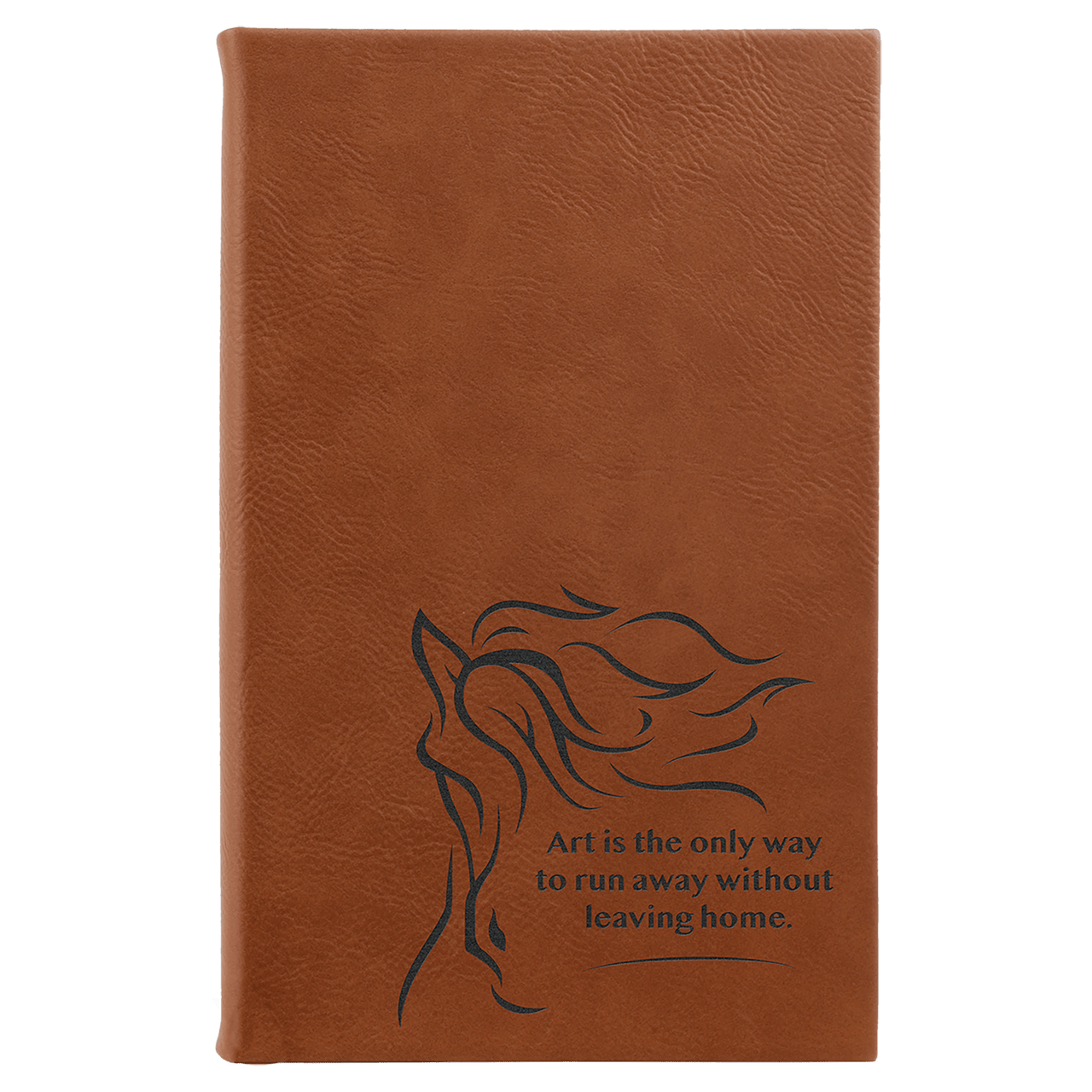 5 1/4" x 8 1/4" Light Brown Laserable Leatherette Sketch Book with Unlined  Notepad