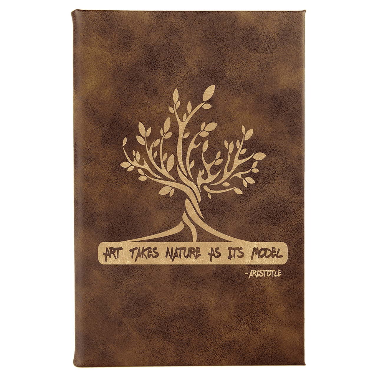 5 1/4" x 8 1/4" Light Brown Laserable Leatherette Sketch Book with Unlined  Notepad