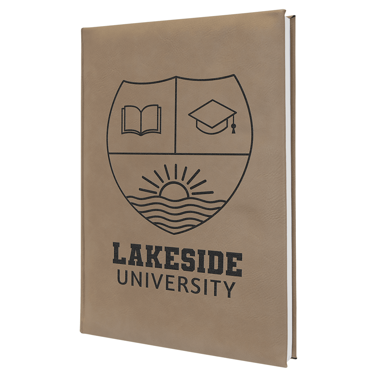 7" x 9 3/4" Light Brown Laserable Leatherette Journal with Lined Notepad