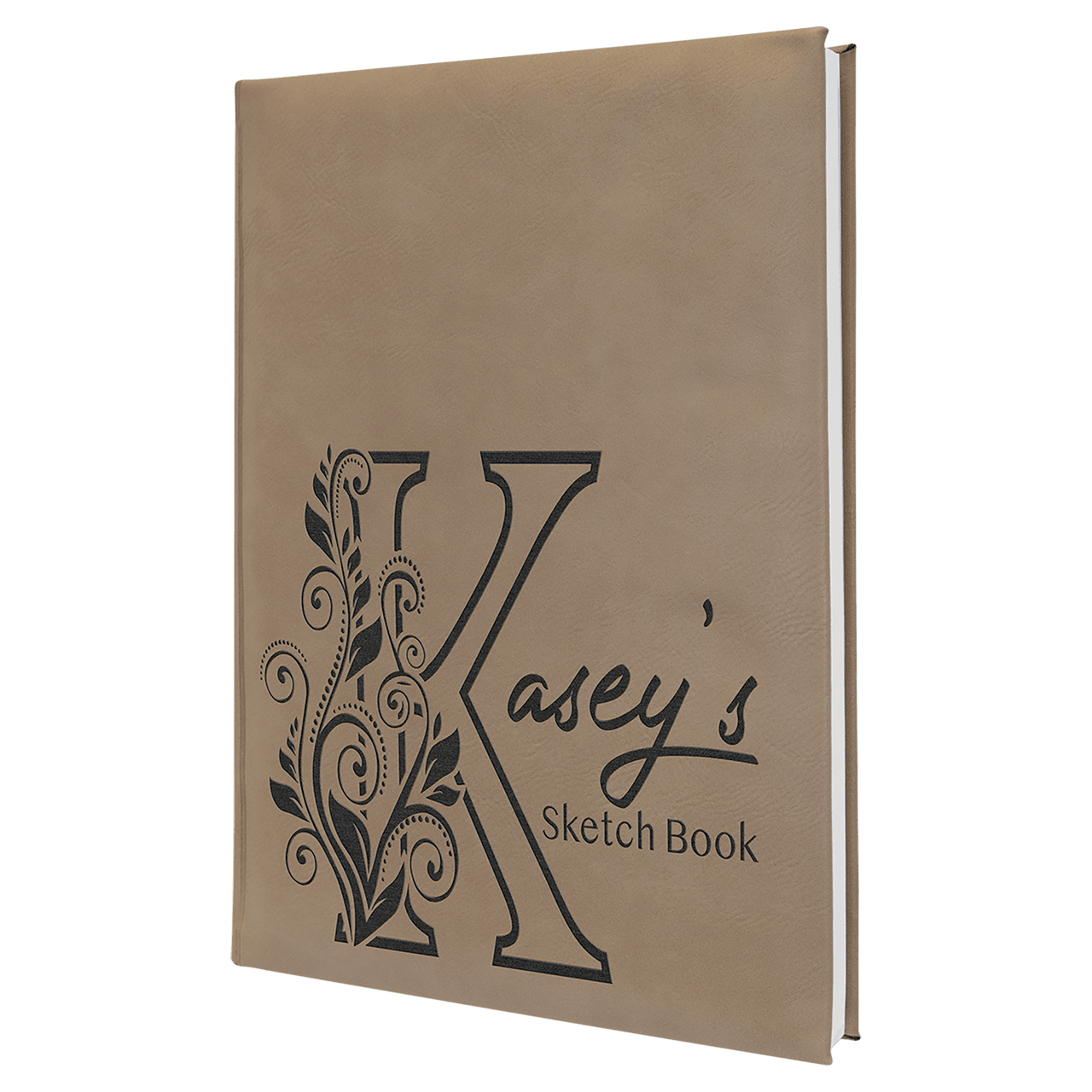 7" x 9 3/4" Dark Brown Laserable Leatherette Sketch Book with Unlined Notepad