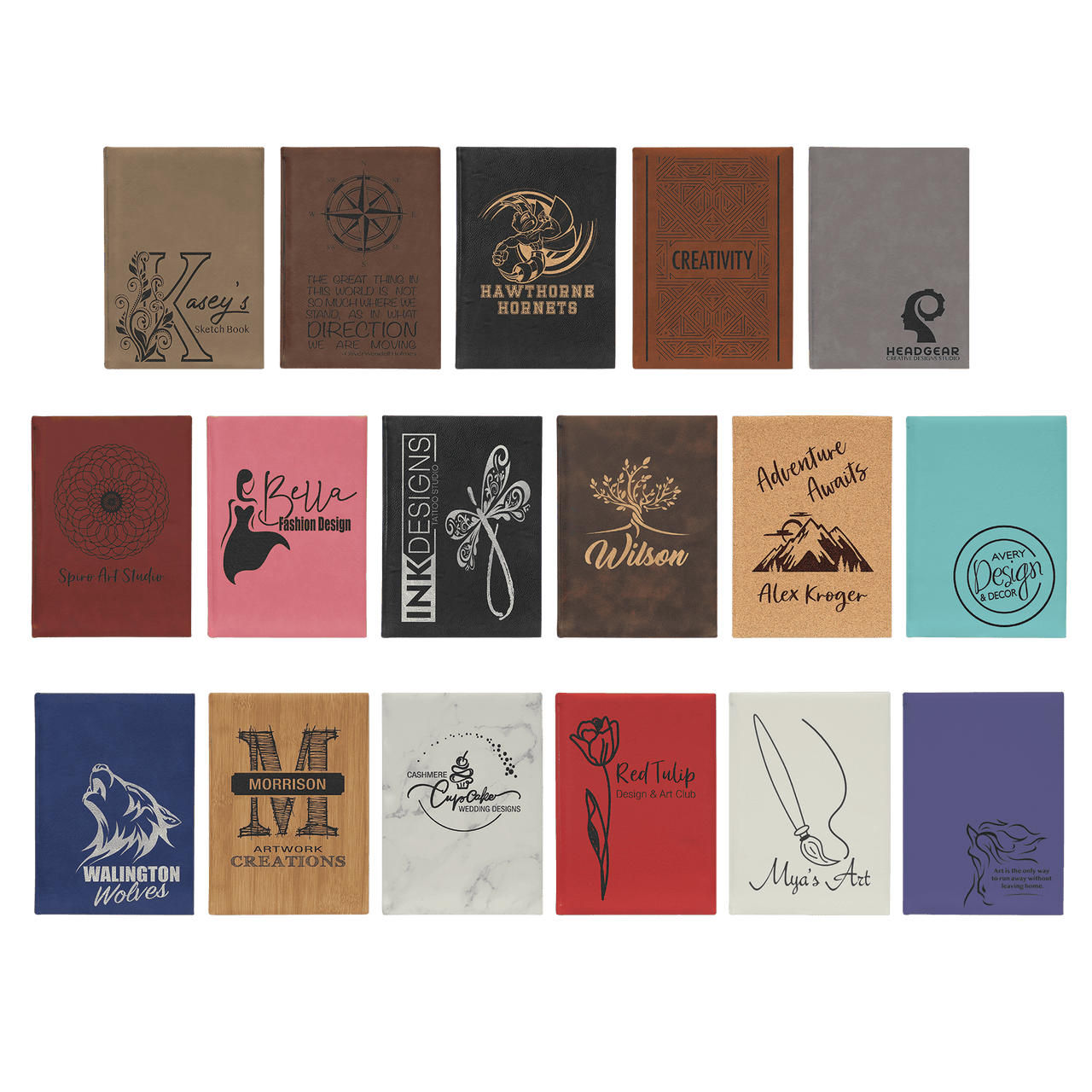 7" x 9 3/4" Black/Silver Laserable Leatherette Sketch Book with Unlined Notepad