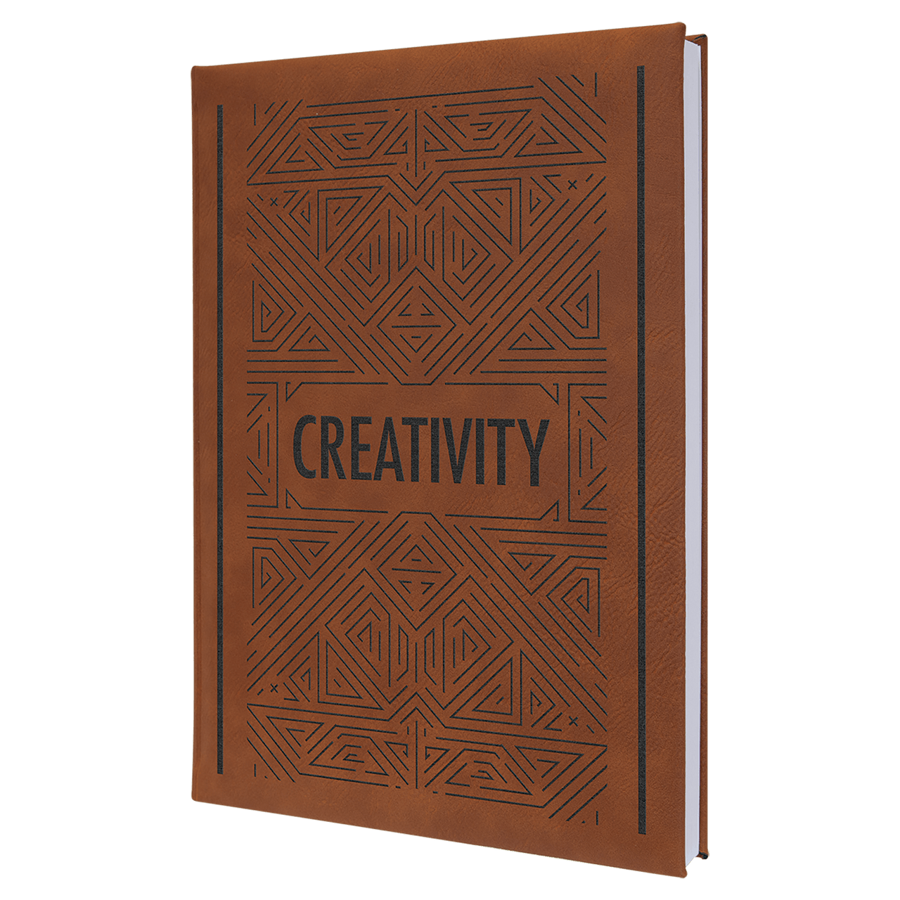 7" x 9 3/4" Dark Brown Laserable Leatherette Sketch Book with Unlined Notepad