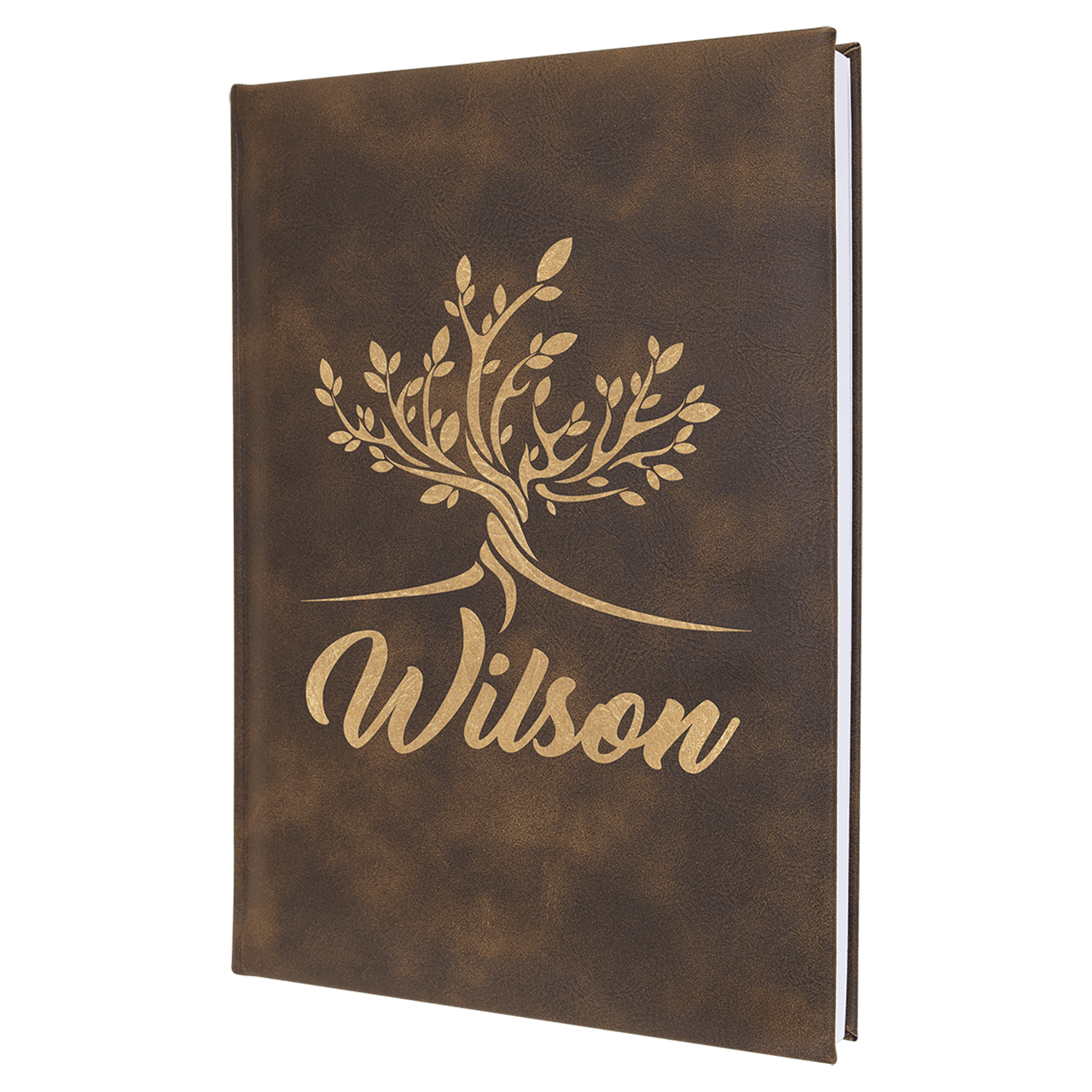 7" x 9 3/4" Dark Brown Laserable Leatherette Sketch Book with Unlined Notepad