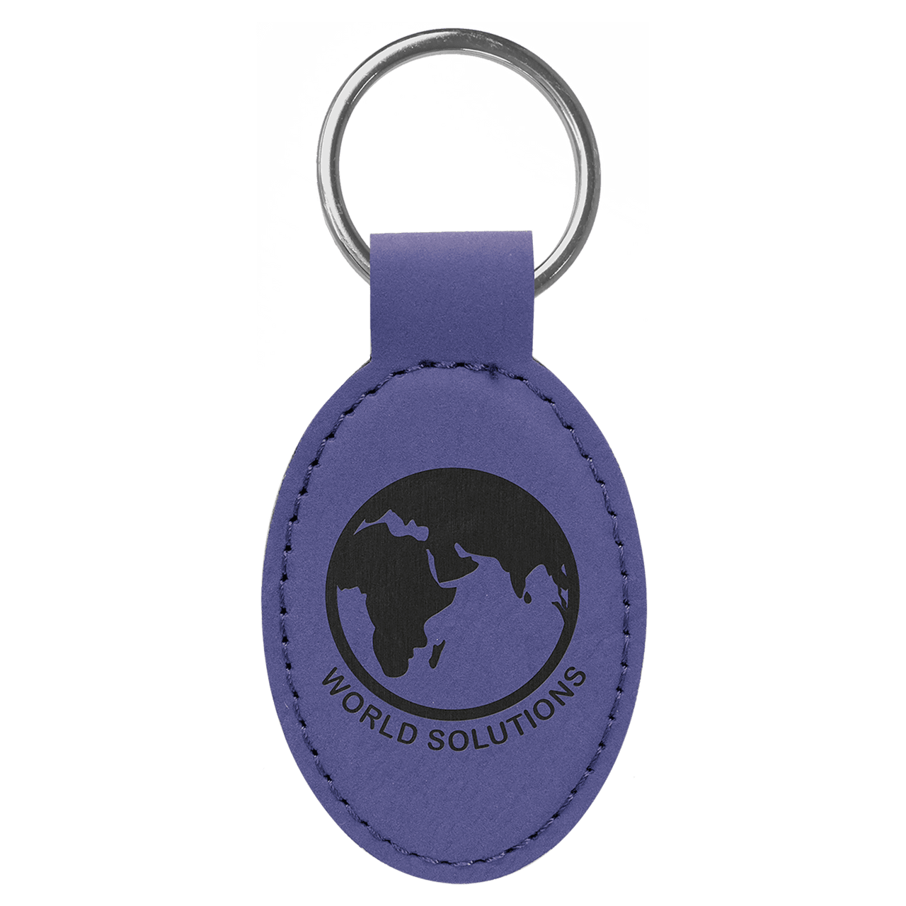 3" x 1 3/4" Dark Brown Laserable Leatherette Oval Keychain