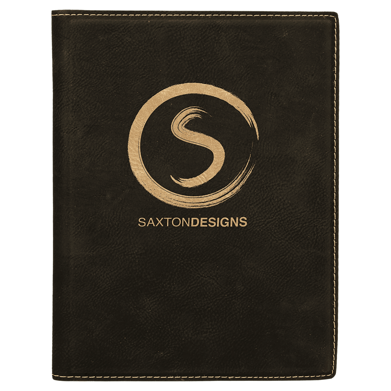 7" x 9" Black/Gold Laserable Leatherette Small Portfolio with Notepad