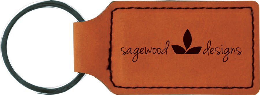 2 3/4" x 1 1/4" Dark Brown Laserable Leatherette Rectangle Keychain