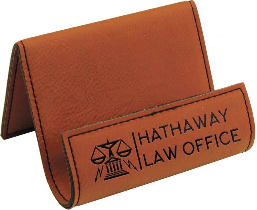 3 1/2" x 2 1/2" Rawhide Laserable Leatherette Holder Easel