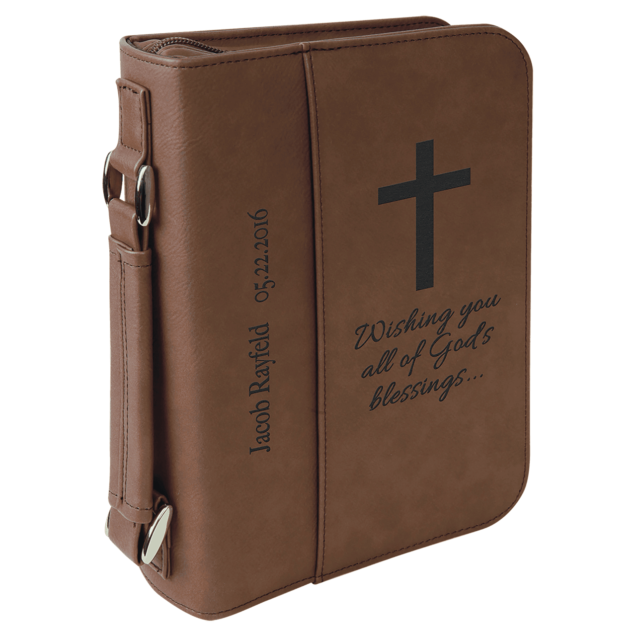 6 3/4" x 9 1/4" Pink Leatherette Book/Bible Cover with Handle & Zipper